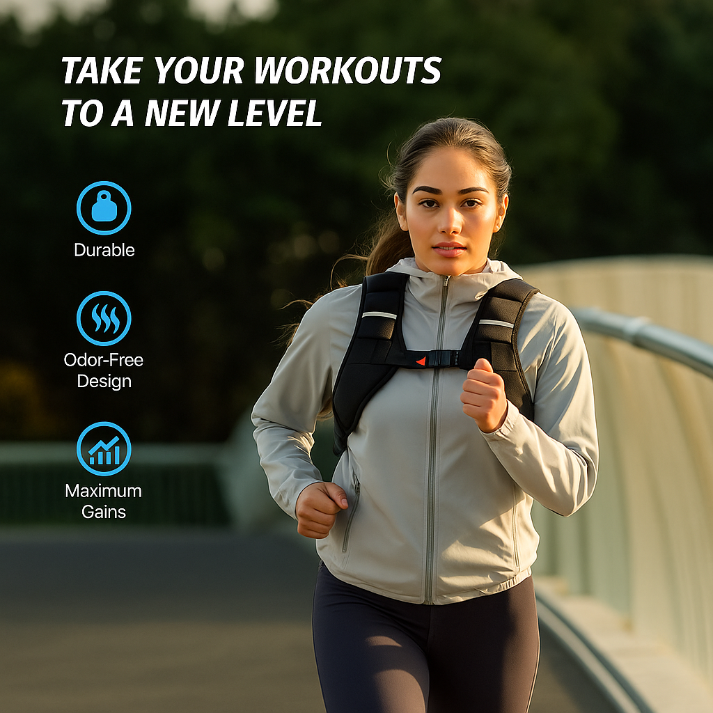12LB Running Weight Vest – Adjustable w/ Reflective Stripes